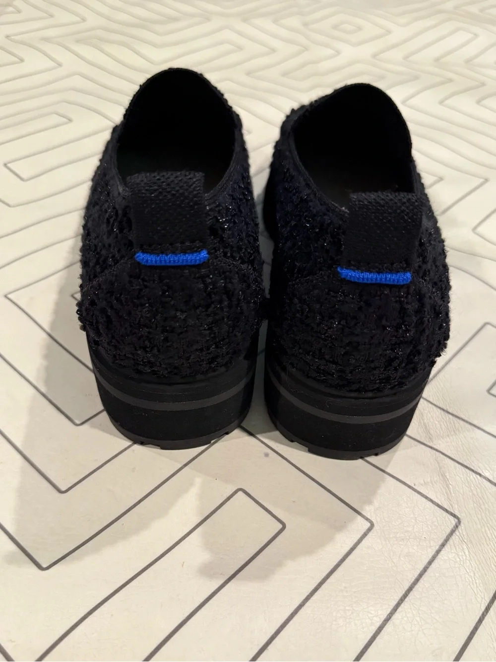 New Rothy's Lug Loafer in Boucle Black